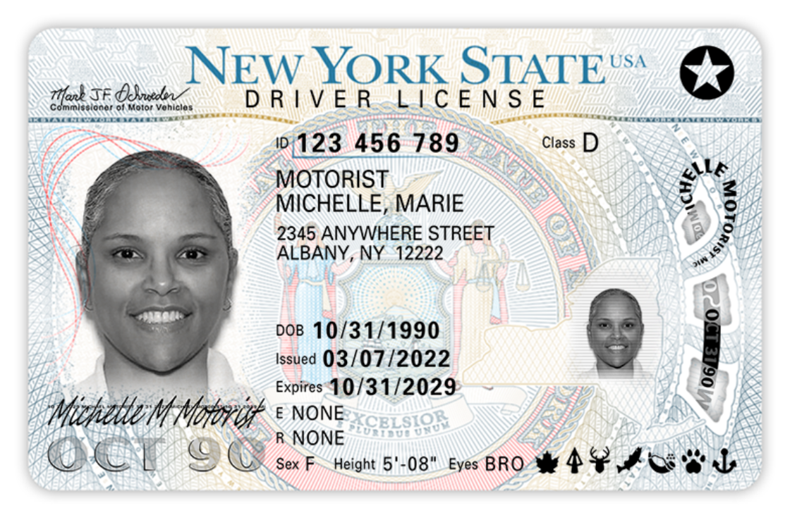 The anchor symbol on the lower right of this NY State Adventure License lets law enforcement know you’ve met the requirements for Brianna’s Law (credit NYS DMV).